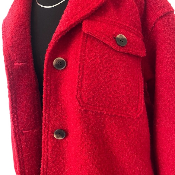 Old Navy bouclé wool blend shacket Robbie Red small - Picture 9 of 15